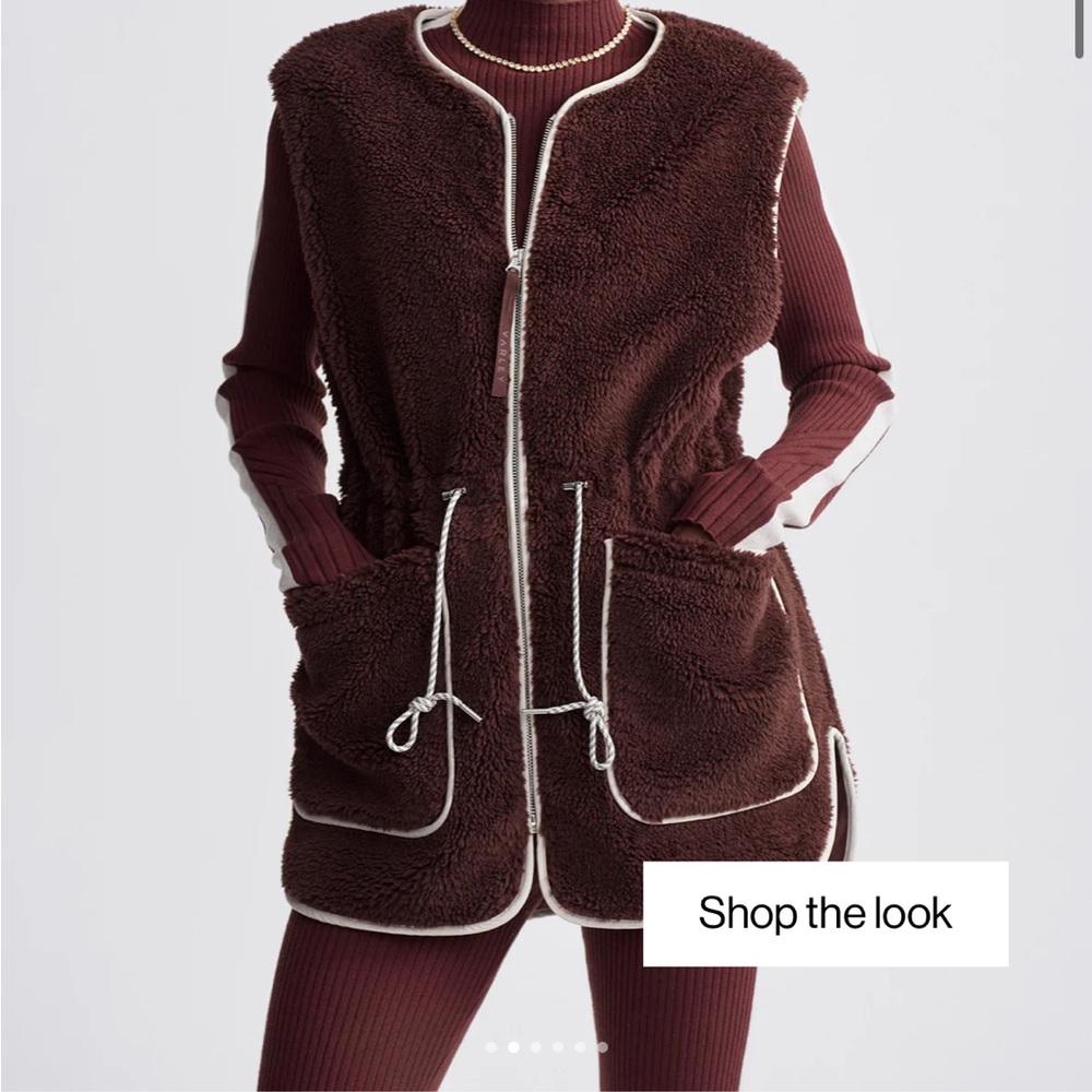 Varley Chocolate Teddy Jacket with Cream Accents